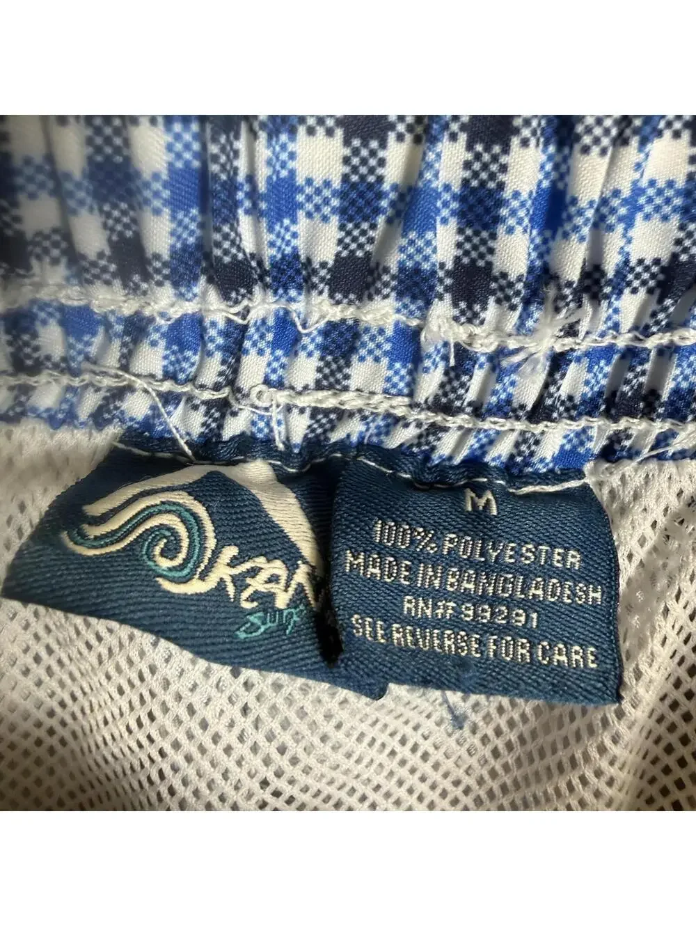 Kanu Surf Men's Monaco Swim Trunks Blue and Black Gingham Check Pattern M NEW